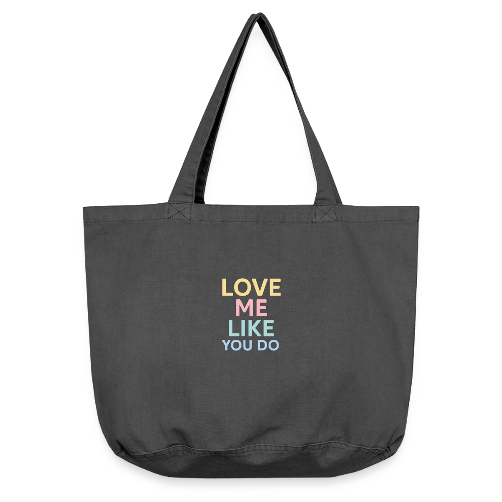 Vintage-Washed Shopper "love me like you do" - Vintage Schwarz