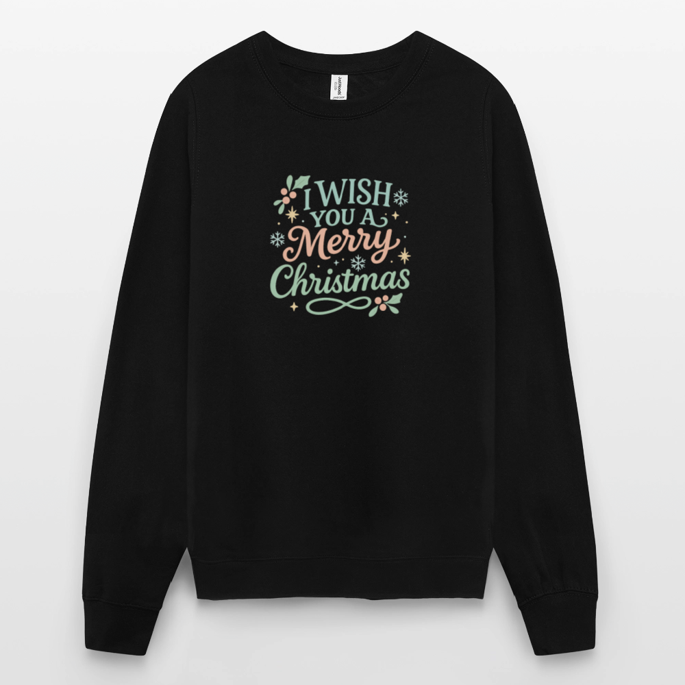 Unisex Pullover "I wish you a Merry Christmas" - Schwarz
