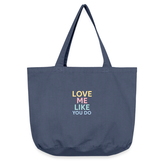 Vintage-Washed Shopper "love me like you do" - Vintage Denim