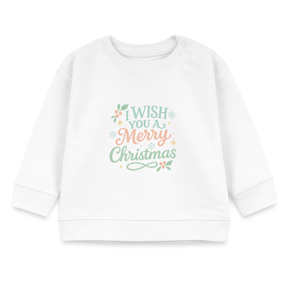 Kids Bio-Sweatshirt "I wish you a merry christmas" - Weiß