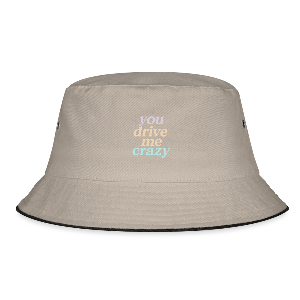 Fischerhut "you drive me crazy" - Khaki/Schwarz