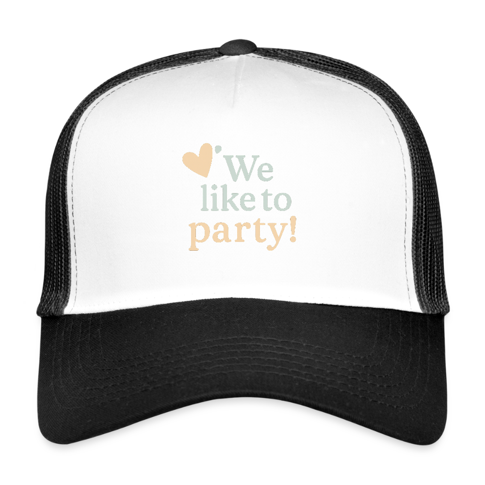 Cap "We like to party!" - Weiß/Schwarz