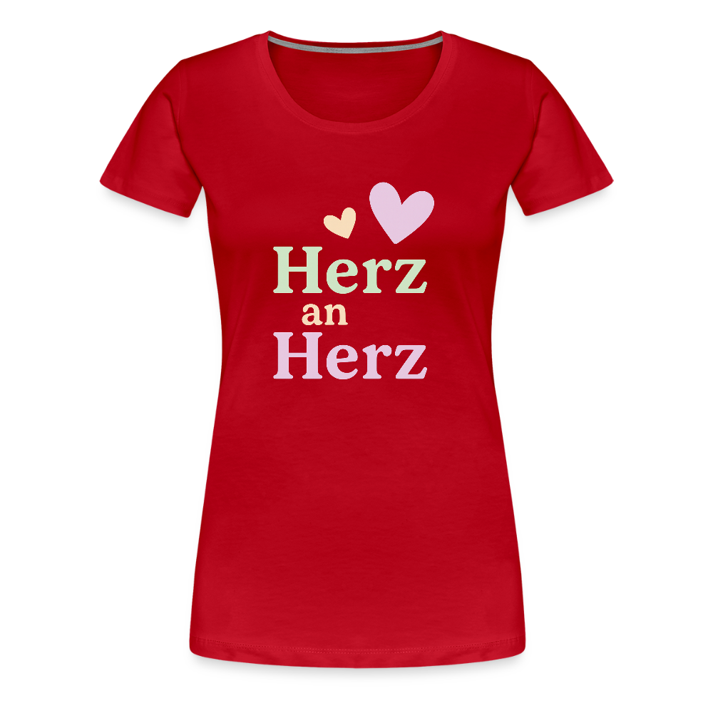 Frauen Premium T-Shirt "Herz an Herz" - Rot