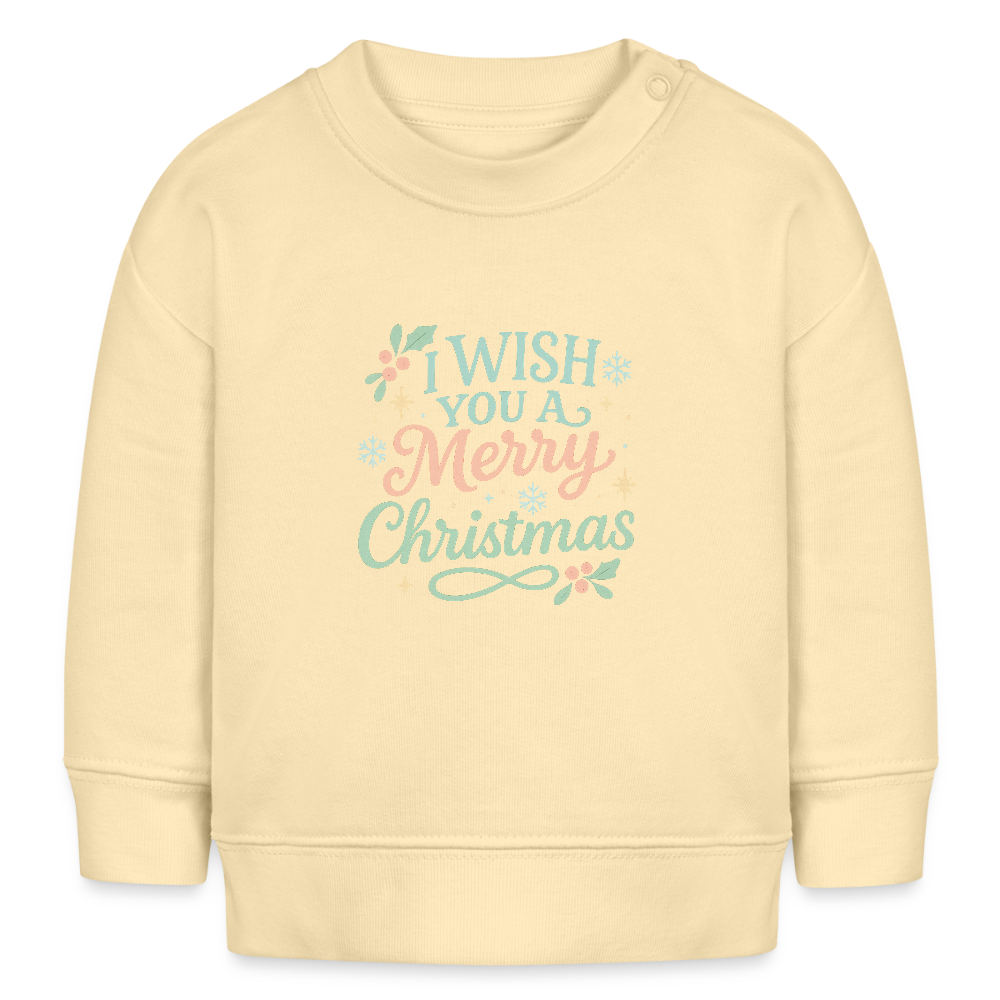 Kids Bio-Sweatshirt "I wish you a merry christmas" - Creme