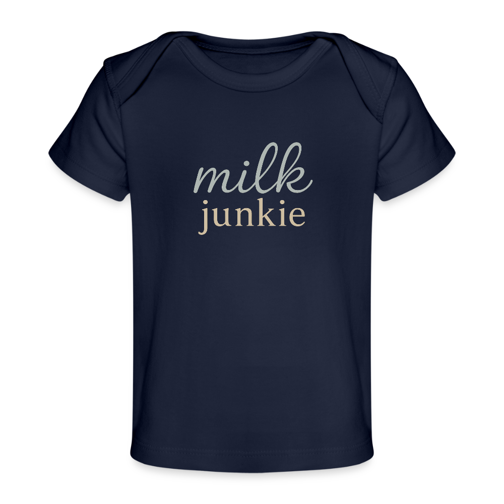 Baby Bio-T-Shirt "milk junkie" - Dunkelnavy