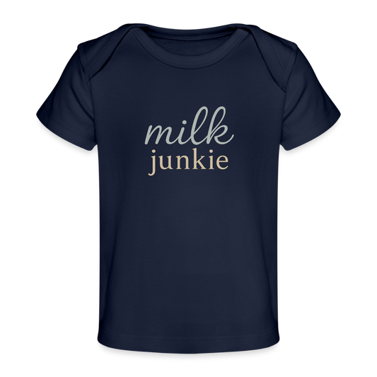 Baby Bio-T-Shirt "milk junkie" - Dunkelnavy