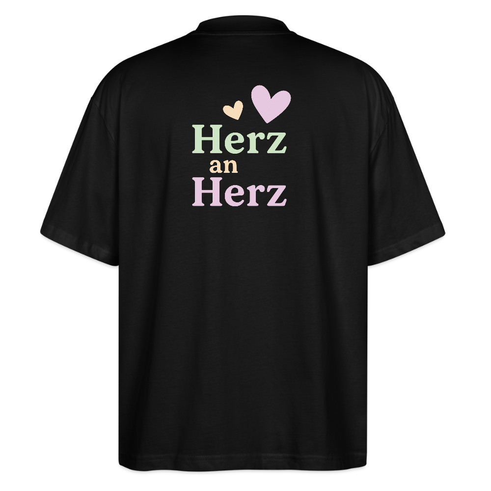 Oversized Shirt "Herz an Herz Rücken" - Schwarz
