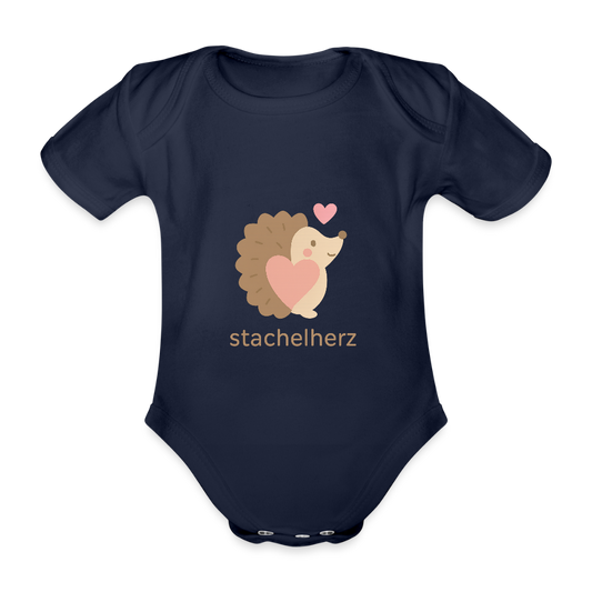 Baby Bio-Kurzarm-Body "Igel" - Dunkelnavy