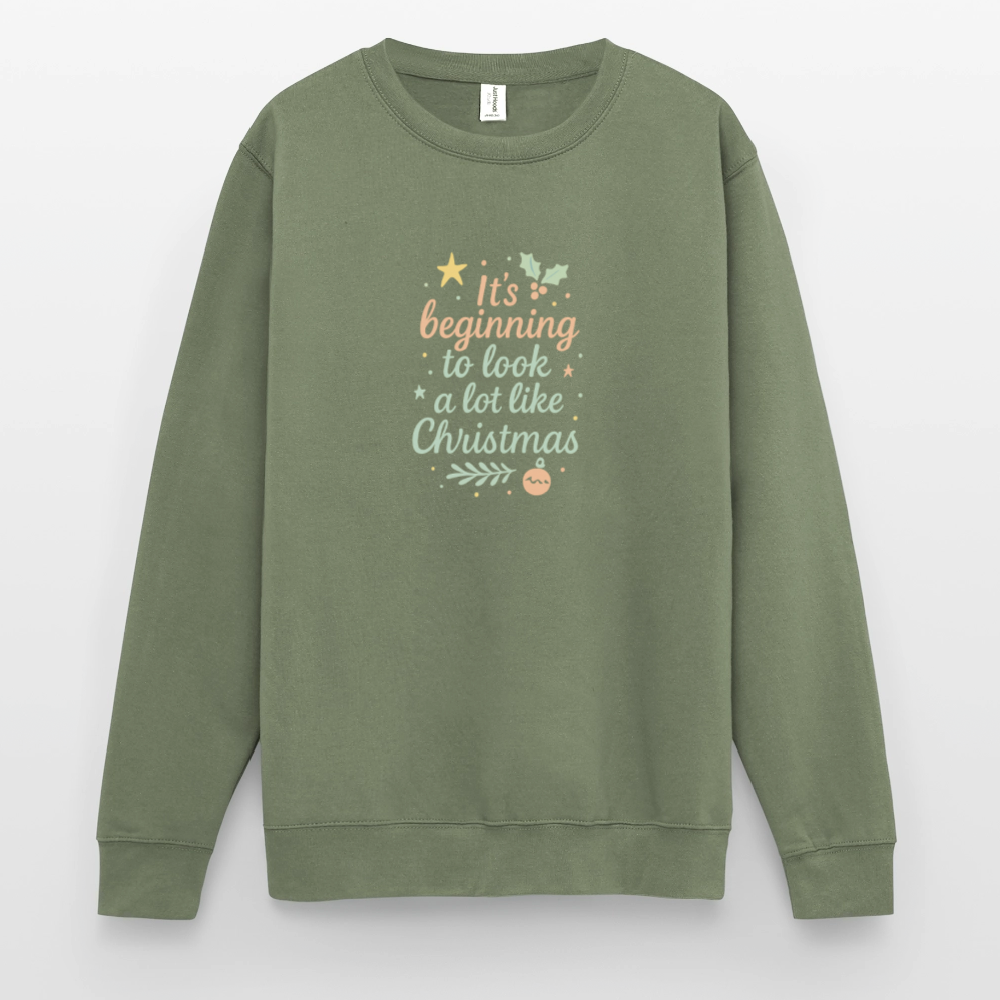 Unisex Pullover "It's beginning to look like Christmas" - Armeegrün