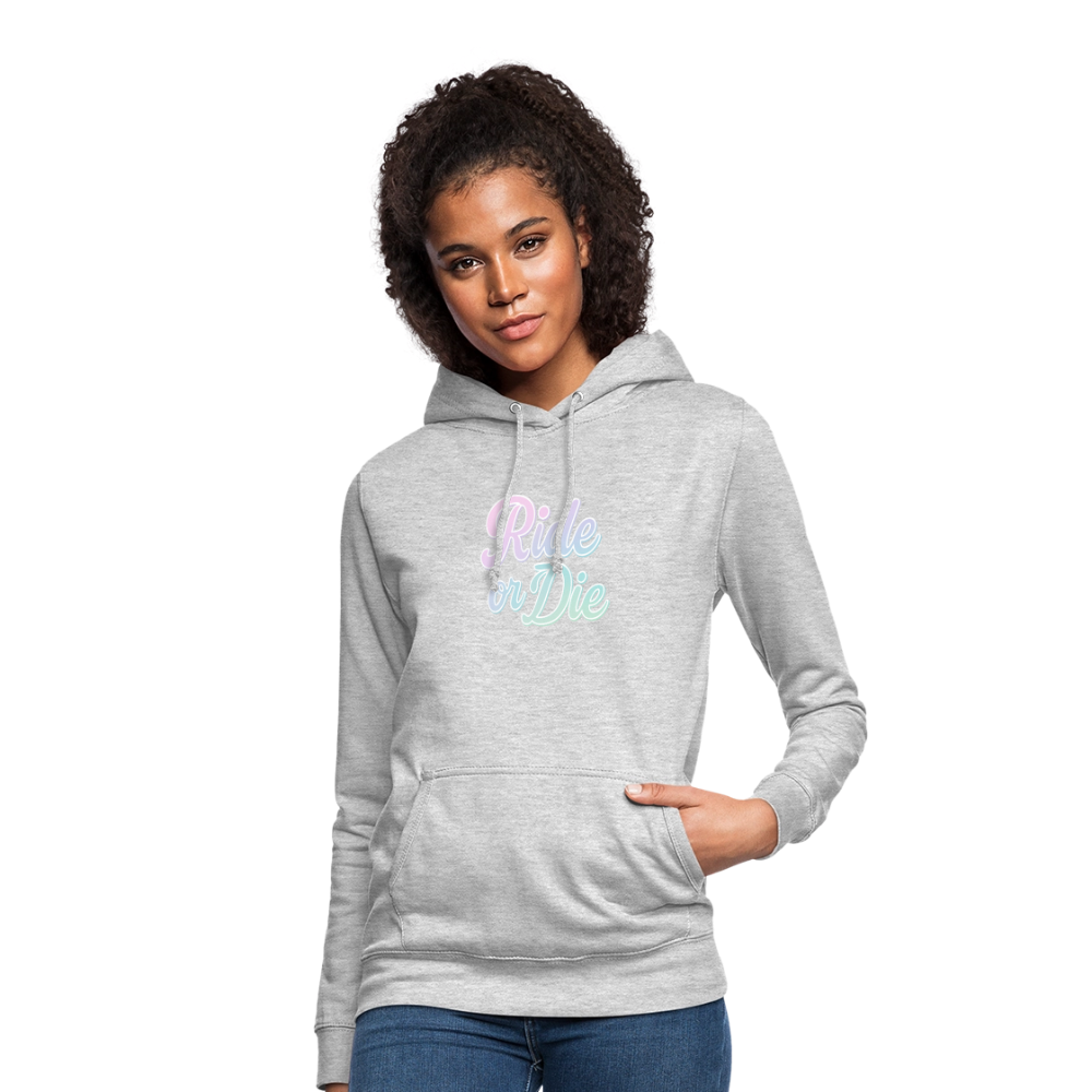 Frauen Hoodie "Ride or Die" - Hellgrau meliert