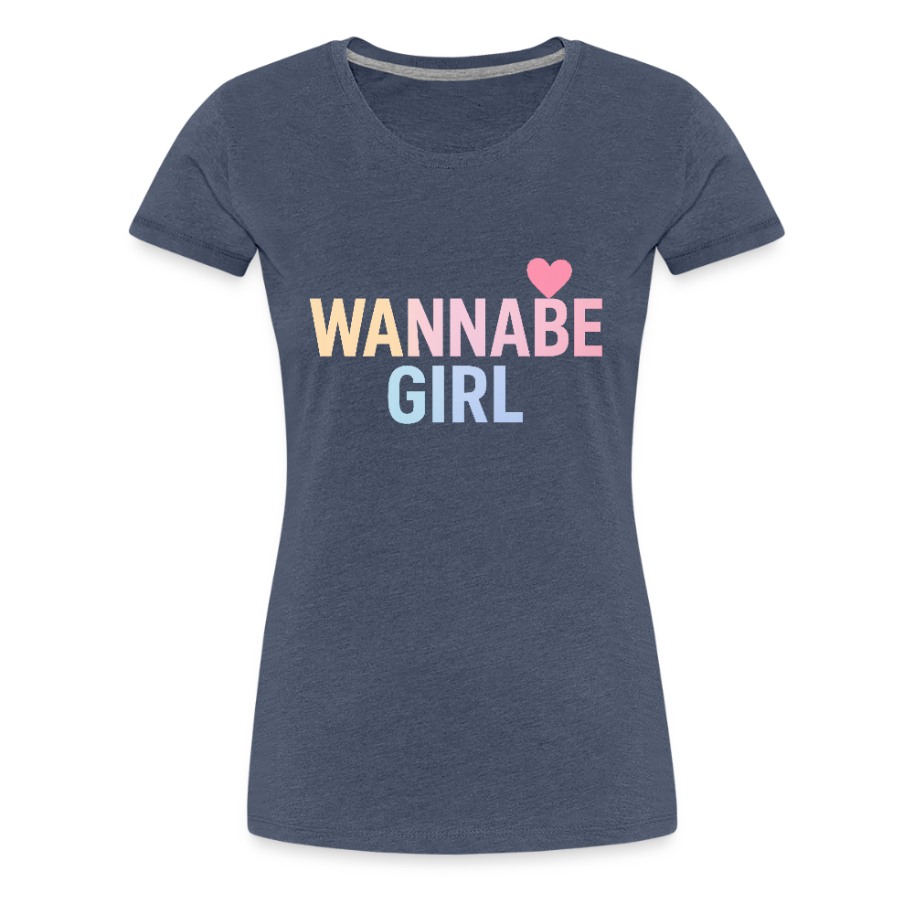 Frauen Premium T-Shirt "Wannabe Girl" - Blau meliert