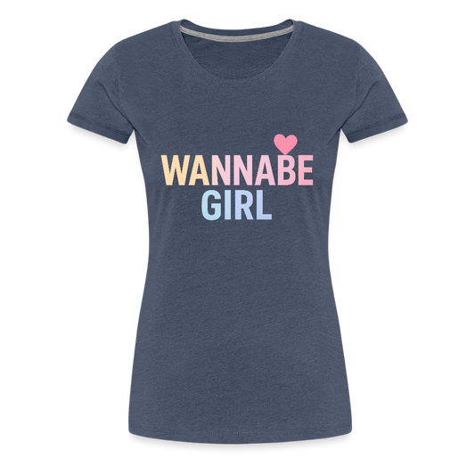 Frauen Premium T-Shirt "Wannabe Girl" - Blau meliert
