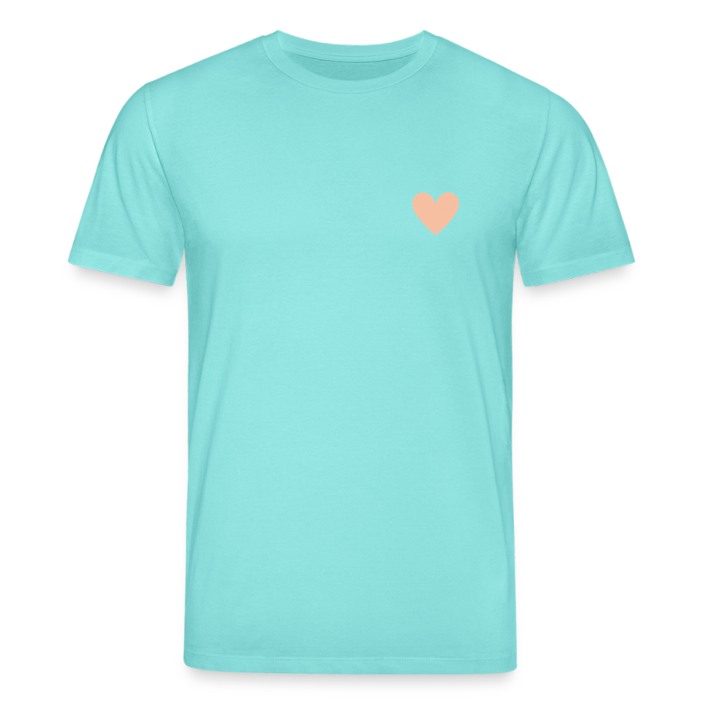 Unisex Bio-T-Shirt "Herz an Herz" - Poolblau