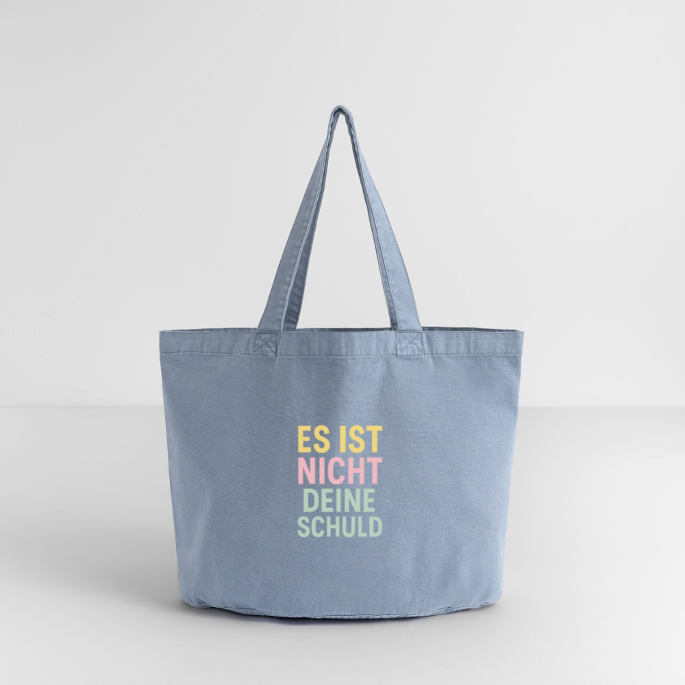 Vintage-Washed Shopper "nicht deine Schuld" - Vintage Blue
