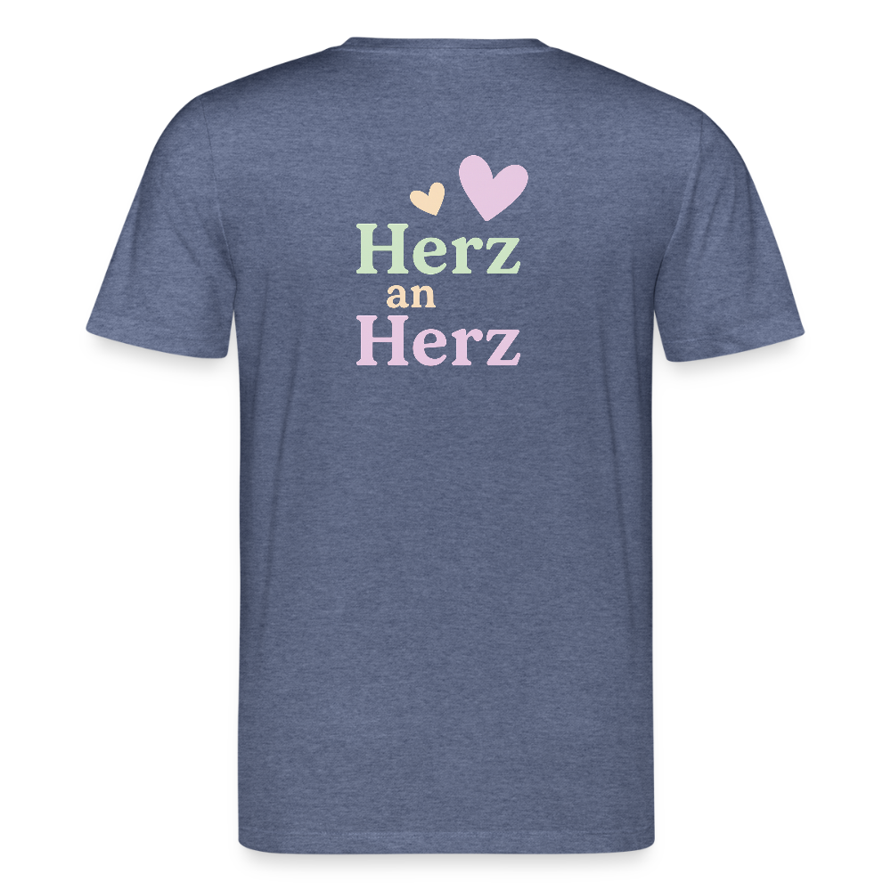 Unisex Bio-T-Shirt "Herz an Herz" - Dunkelblau meliert