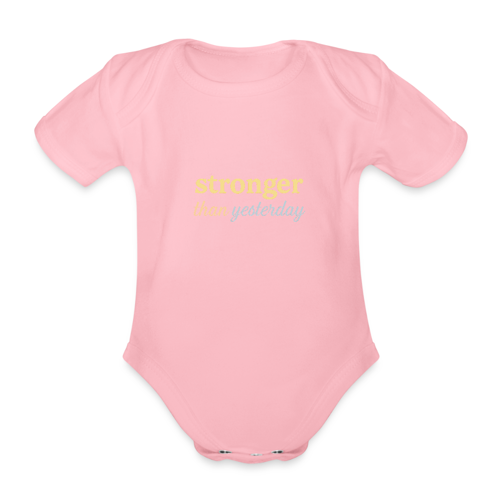 Baby Bio-Kurzarm-Body "stronger" - Hellrosa