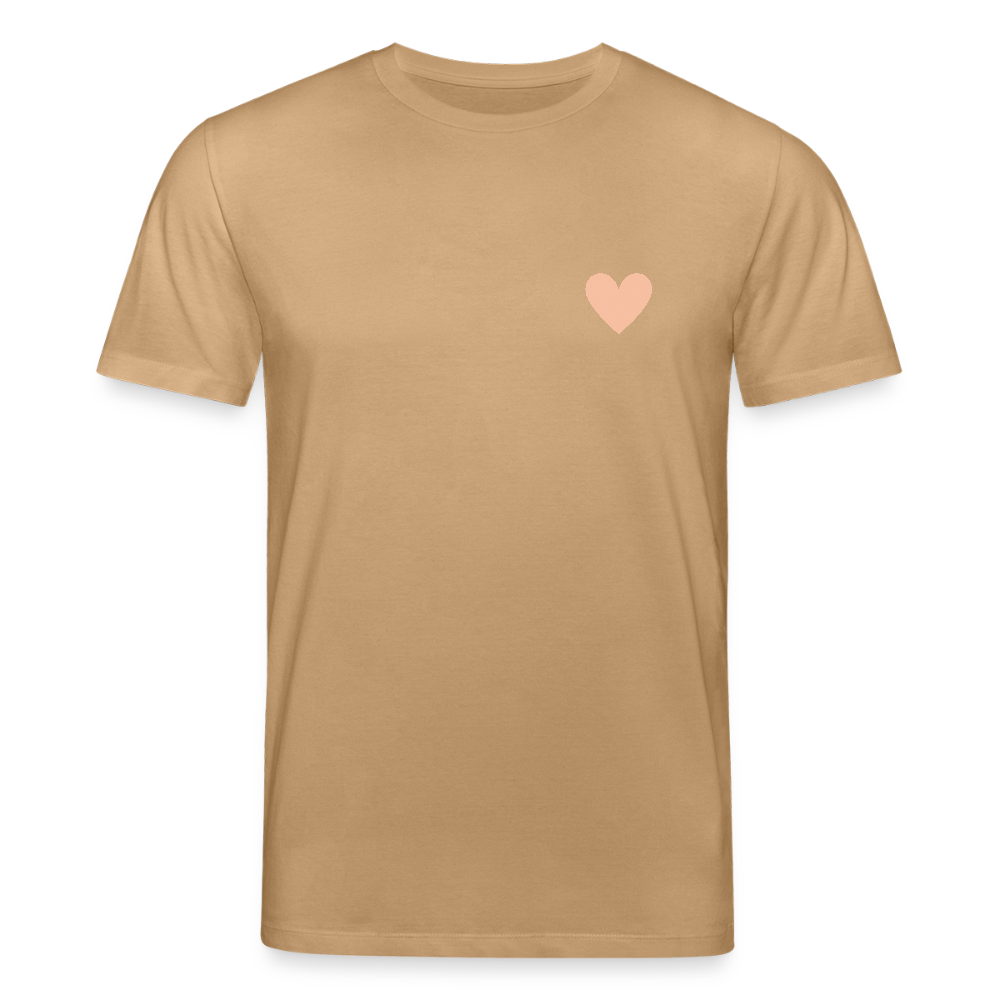 Unisex Bio-T-Shirt "Herz an Herz" - Karamell 
