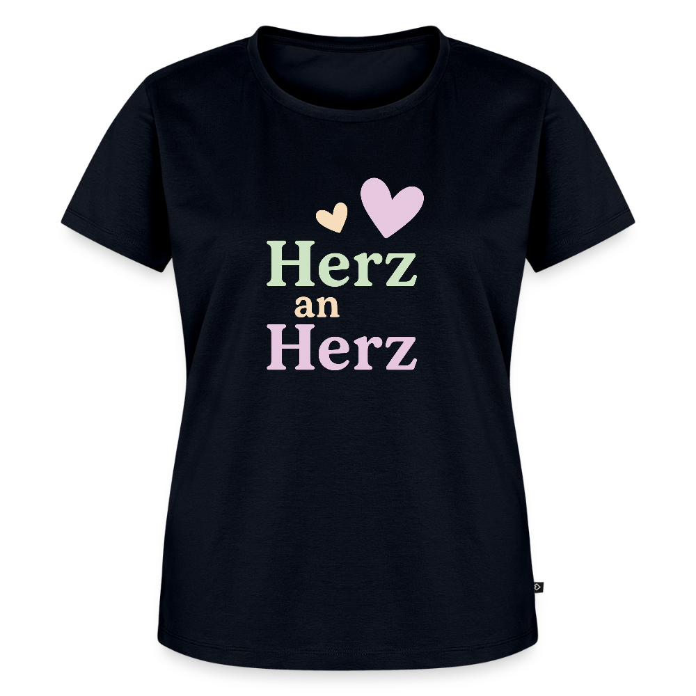 Frauen Premium T-Shirt "Herz an Herz" - Navy
