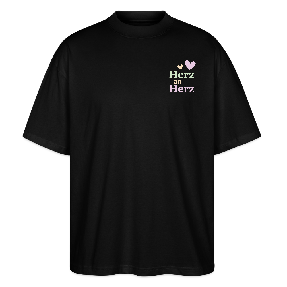 Oversized Shirt "Herz an Herz" - Schwarz