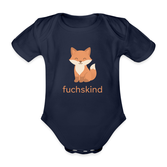 Baby Bio-Kurzarm-Body "Fuchs" - Dunkelnavy