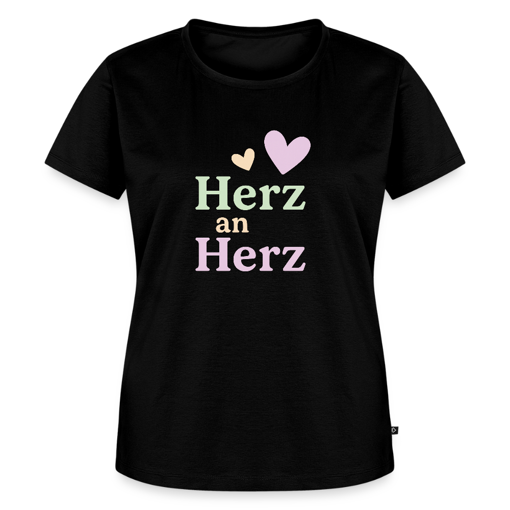 Frauen Premium T-Shirt "Herz an Herz" - Schwarz
