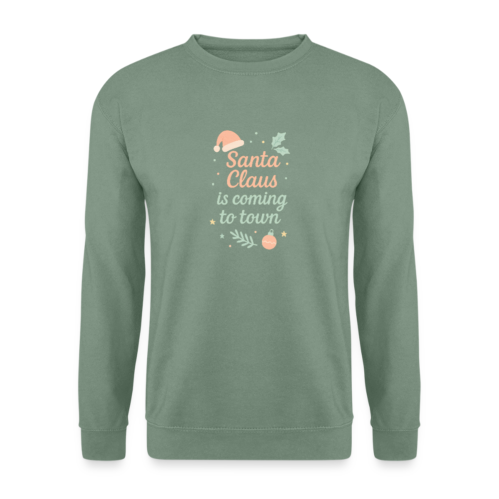 Unisex Pullover "Santa Claus is coming to town" - Graugrün