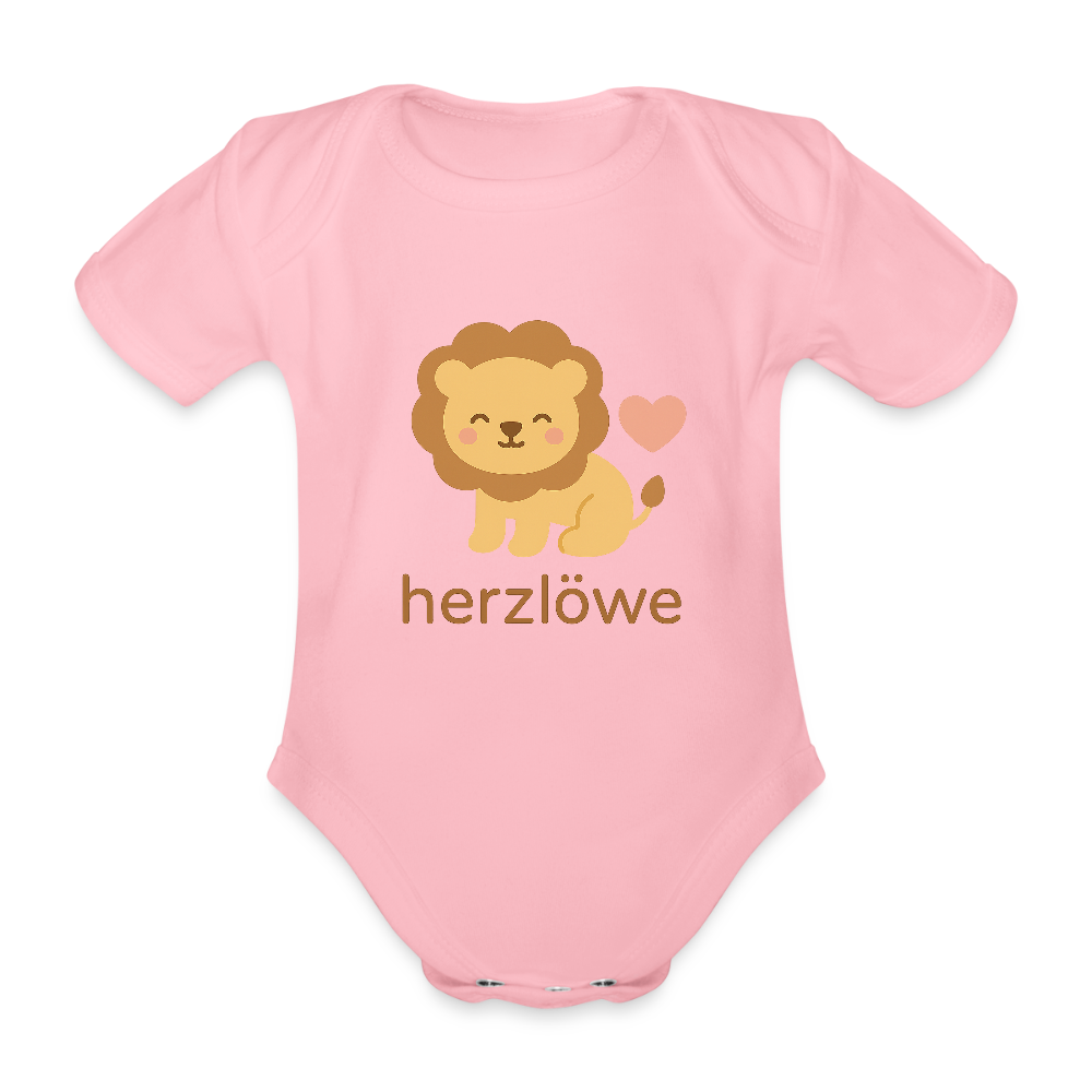 Baby Bio-Kurzarm-Body "Löwe" - Hellrosa