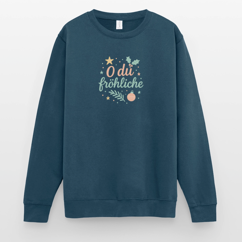 Unisex Pullover "O du fröhliche" - Indigoblau