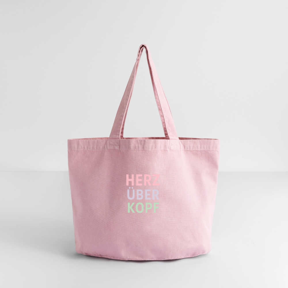 Vintage-Washed Shopper "Herz über Kopf" - Vintage Rosa