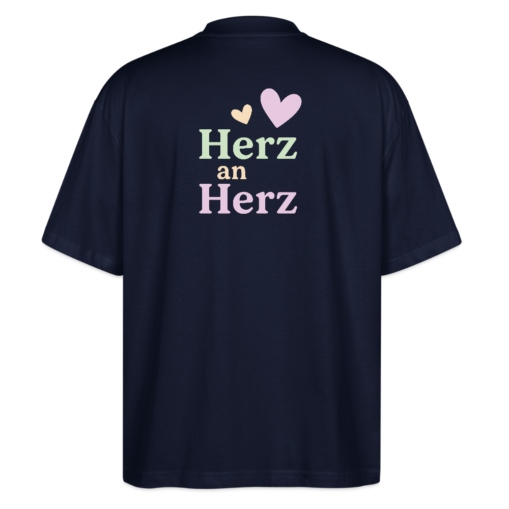 Oversized Shirt "Herz an Herz Rücken" - Navy