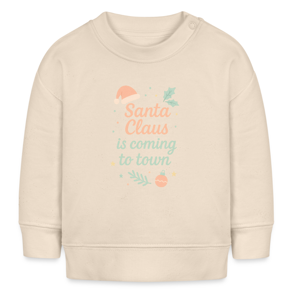 Kids Bio-Sweatshirt "Santa Claus is coming to town" - Weißgrau