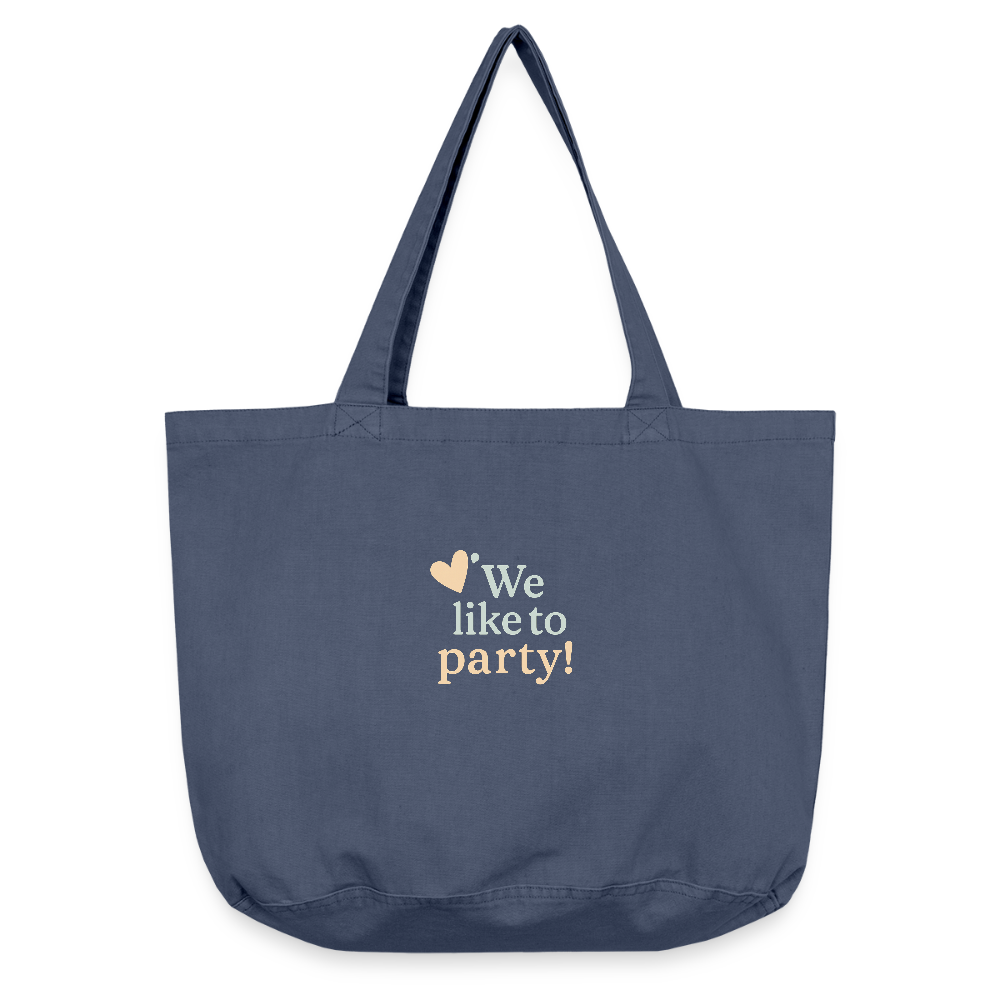 Vintage-Washed Shopper "we like to party" - Vintage Denim