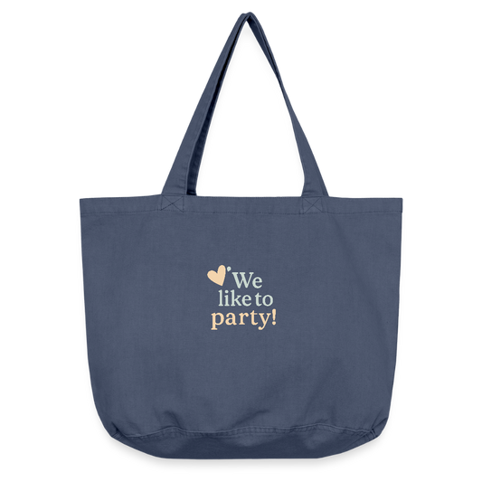 Vintage-Washed Shopper "we like to party" - Vintage Denim