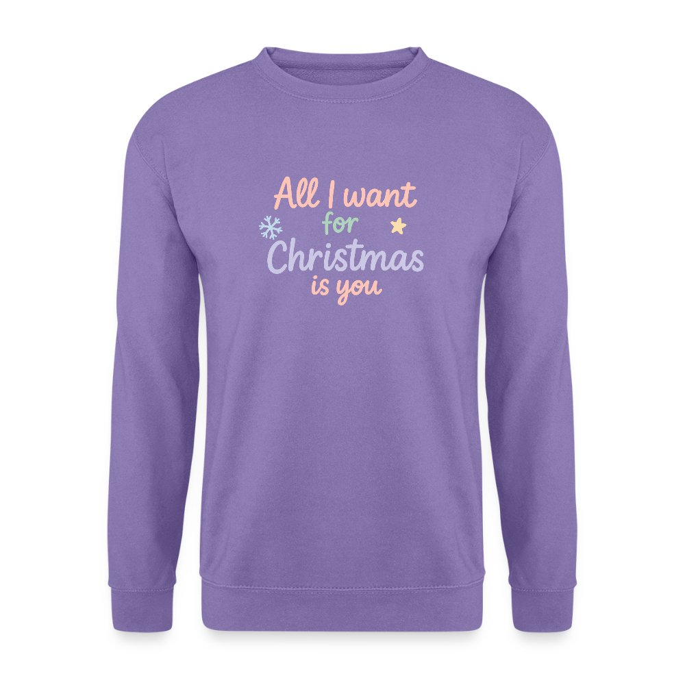 Unisex Pullover "All I want for Christmas" - Lavendel