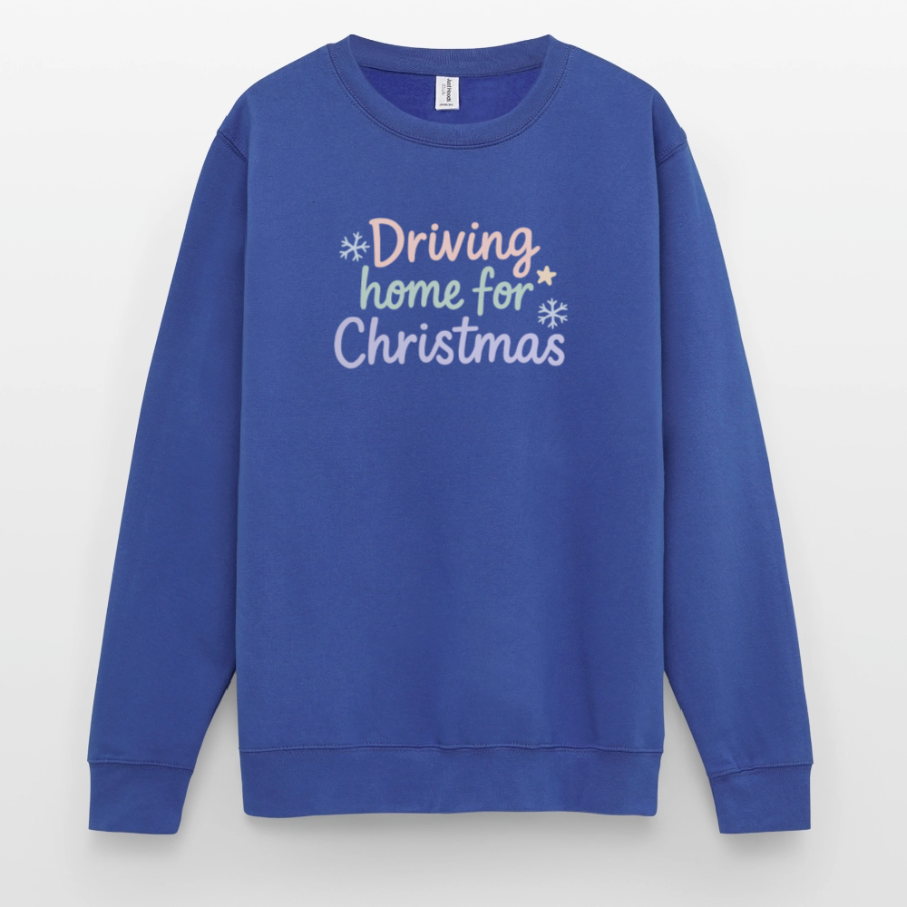 Unisex Pullover "Driving home for Christmas" - Royalblau