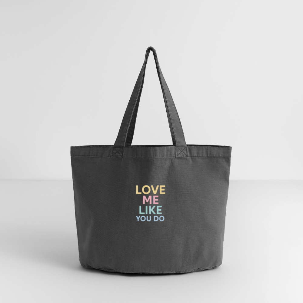 Vintage-Washed Shopper "love me like you do" - Vintage Schwarz
