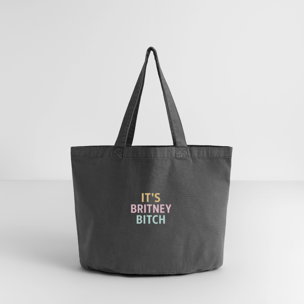 Vintage-Washed Shopper "Britney Bitch" - Vintage Schwarz