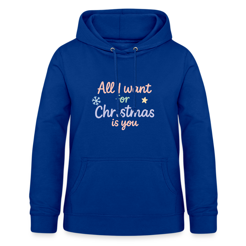 Frauen Hoodie "All I want for Christmas" - Royalblau