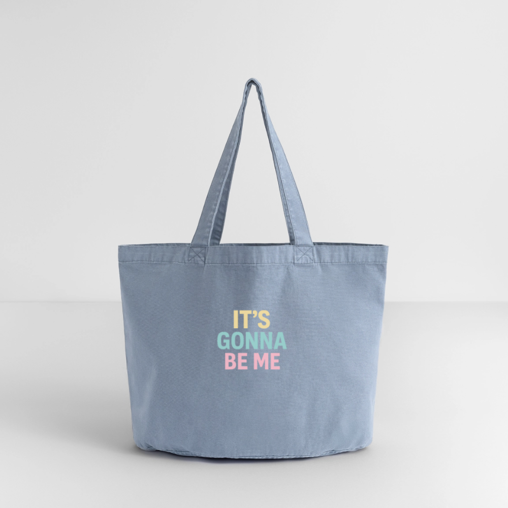 Vintage-Washed Shopper "gonna be me" - Vintage Blue