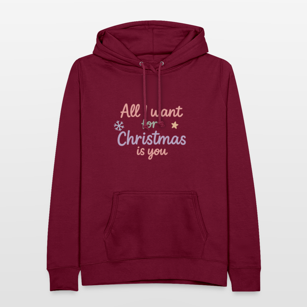 Frauen Hoodie "All I want for Christmas" - Bordeaux