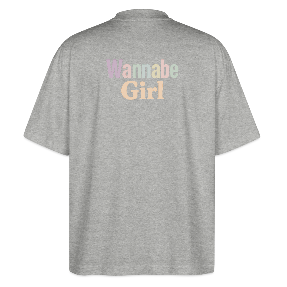 Oversized Shirt "Herz Wannabe Girl" - Grau meliert