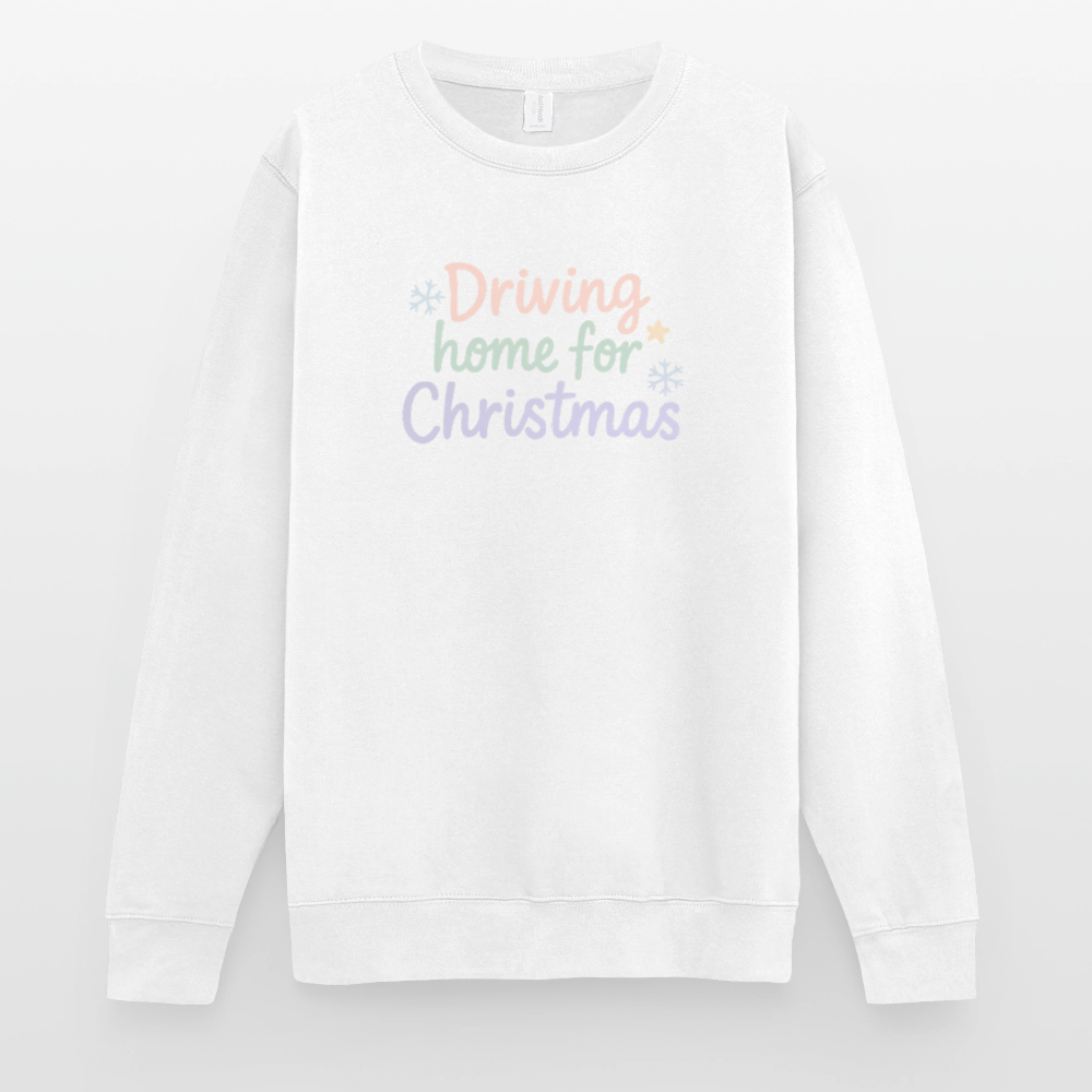 Unisex Pullover "Driving home for Christmas" - Weiß