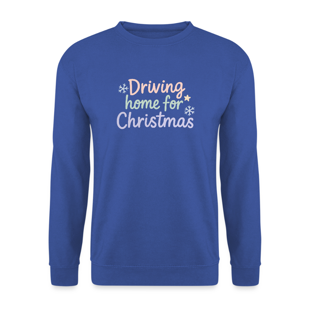 Unisex Pullover "Driving home for Christmas" - Royalblau