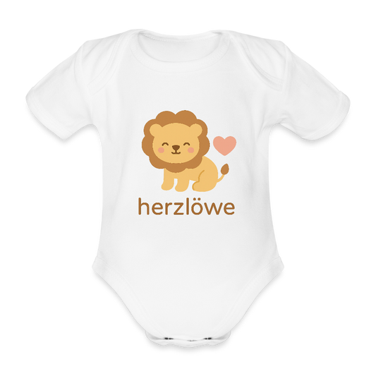 Baby Bio-Kurzarm-Body "Löwe" - Weiß