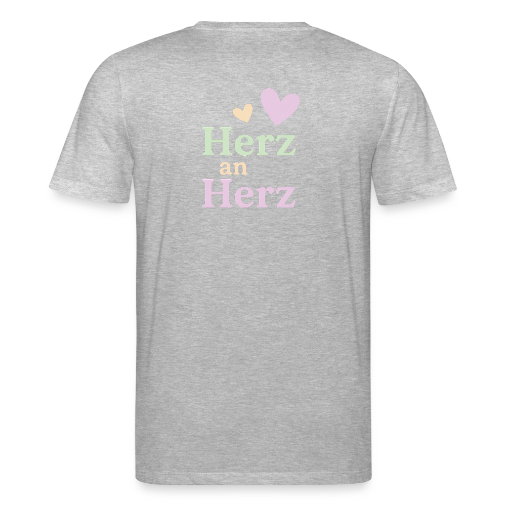 Unisex Bio-T-Shirt "Herz an Herz" - Grau meliert