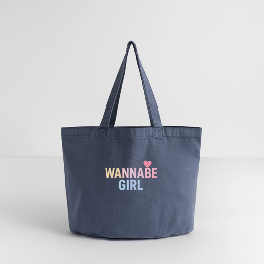 Vintage-Washed Shopper "Wannabe Girl" - Vintage Denim