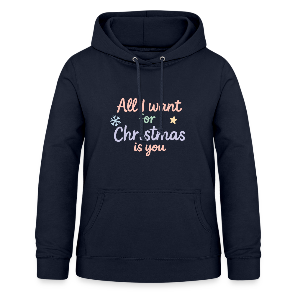 Frauen Hoodie "All I want for Christmas" - Navy