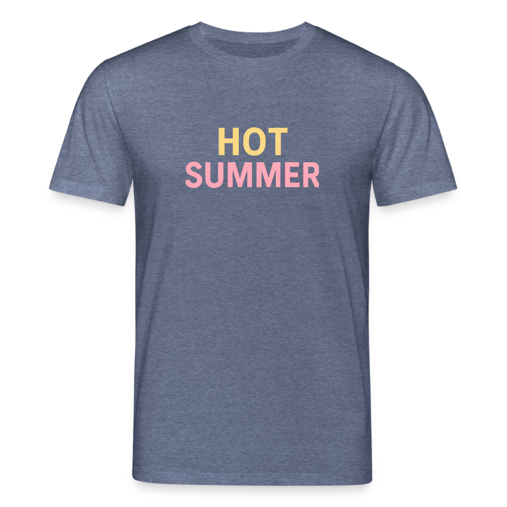 Unisex Bio-T-Shirt "hot summer" - Dunkelblau meliert