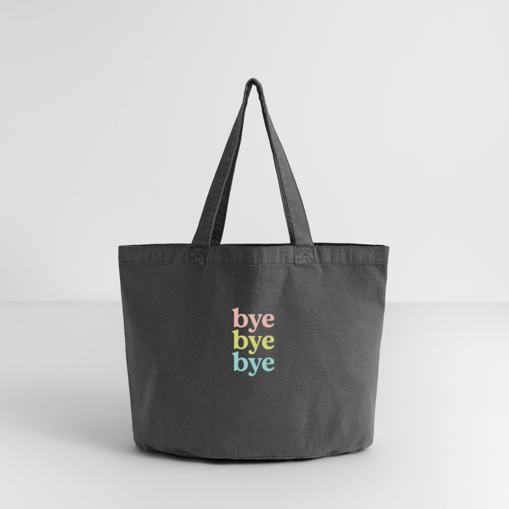 Vintage-Washed Shopper "bye bye bye" - Vintage Schwarz