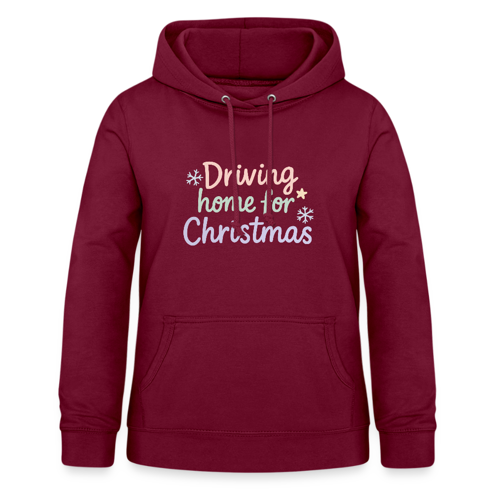 Frauen Hoodie "Driving home for Christmas" - Bordeaux
